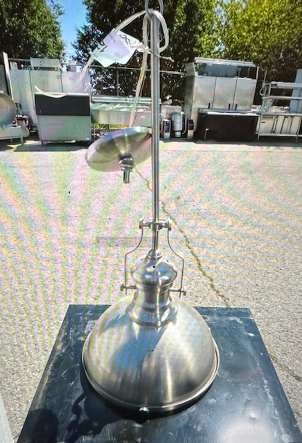 One 12 Inch Stainless Steel Pendant Light.  12X26 - Image 1 of 2