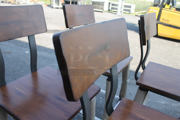 4 BRAND NEW SCRATCH AND DENT! Lancaster Table & Seating 164BINDWALFR Rustic Industrial Bar Height Chair with Antique Walnut Finish. 4 Times Your Bid! - Image 5 of 6