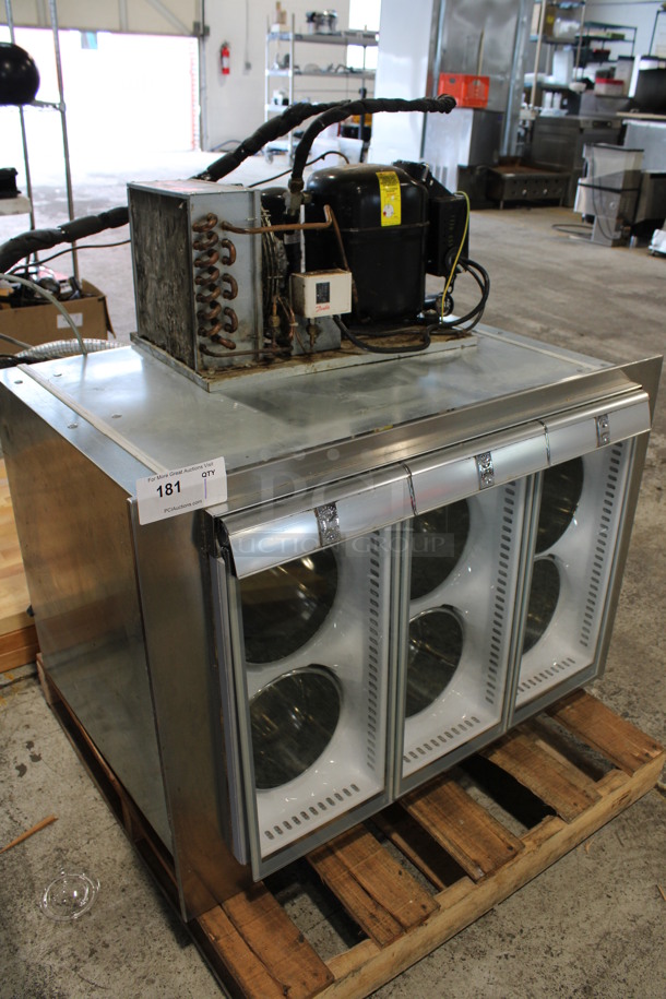 Stainless Steel Commercial Gelato Case Drop In w/ 3 Glass Lids and Tecumseh Model AJ303ET-336-J7 Remote Compressor. 208-220 Volts, 1 Phase. 36.5x26x27 - Image 4 of 8