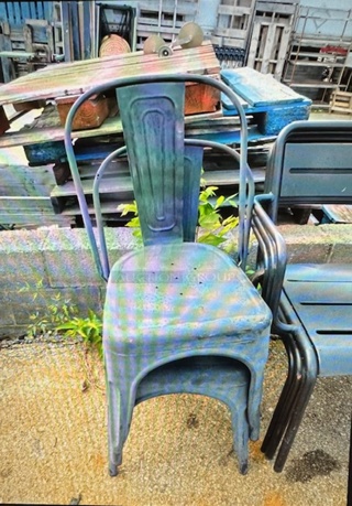 Black Metal Industrial Look Chair. 2XBID.