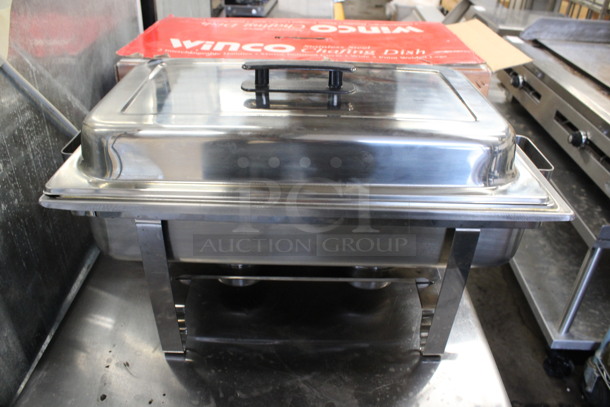 2 BRAND NEW IN BOX! Winco Stainless Steel Chafing Dishes w/ Drop In and Dome Lid. 24x14x14. 2 Times Your Bid!