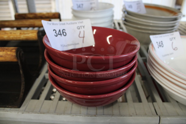 4 Red Ceramic Bowls. 5.5x5.5x2. 4 Times Your Bid!