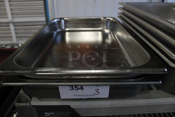 3 Stainless Steel Full Size Drop In Bins. 1/1x2. 3 Times Your Bid!