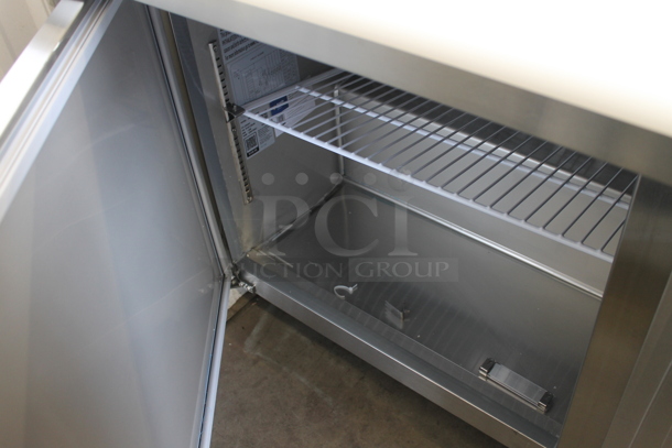 BRAND NEW SCRATCH AND DENT! 2023 Avantco 178SSPT60MHC Stainless Steel Commercial Sandwich Salad Prep Table Bain Marie Mega Top on Commercial Casters. 115 Volts, 1 Phase. Tested and Working! - Image 8 of 8