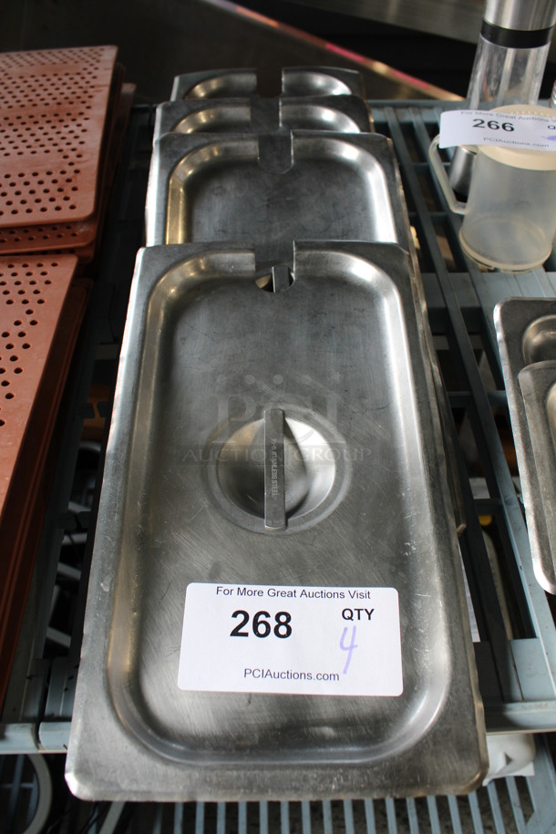 4 Stainless Steel 1/3 Size Drop In Bin Lids. 4 Times Your Bid!