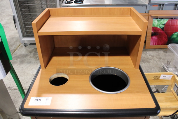 Wood Pattern Trash Can Shell w/ Tray Return, Trash Deposit Hole, Trash Can and Door. 25.5x25.5x48.5 - Image 3 of 5