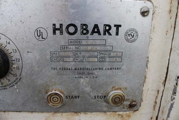 Hobart M-802 Metal Commercial Floor Style 80 Quart Planetary Dough Mixer w/ Stainless Steel Mixing Bowl, Dough Hook and 2 Paddle Attachments. 208 Volts, 3 Phase.  - Image 4 of 8