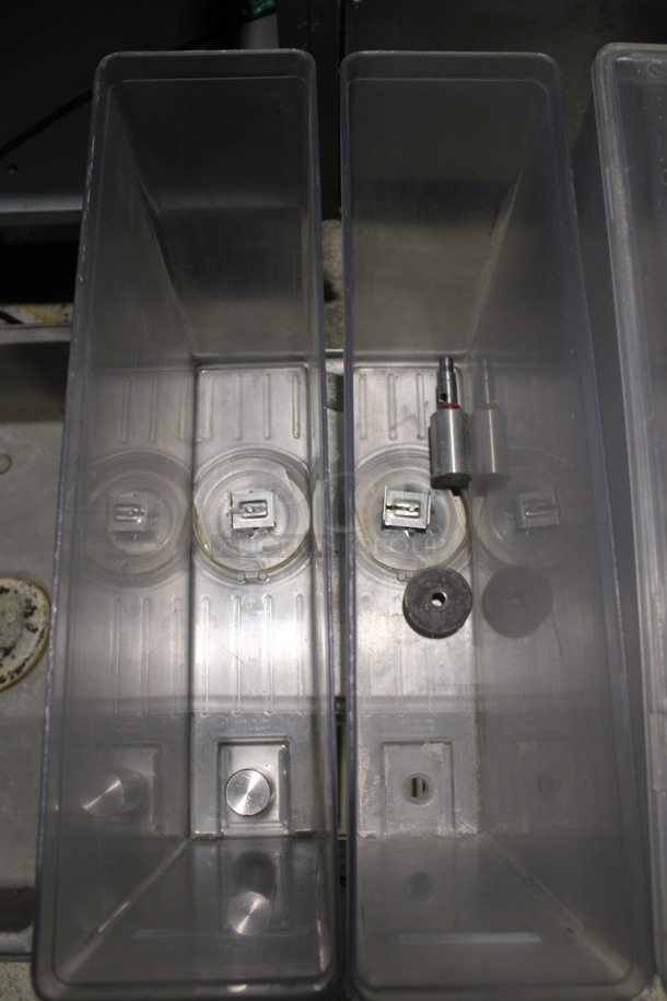 2015 Crathco Model E47/E49-4 Metal Commercial Countertop 4 Hopper Refrigerated Beverage Machine w/ 2 Drop Trays. Missing 1 Grate. 115 Volts, 1 Phase. 20x18x28. Tested and Does Not Get Cold - Image 6 of 7