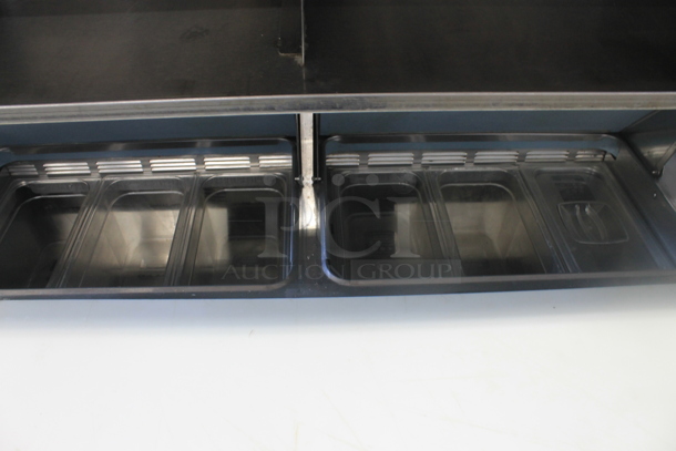 Delfield Stainless Steel Commercial Sandwich Salad Prep Table w/ 4 Drawers and Over Shelf on Commercial Casters. 115 Volts, 1 Phase. Tested and Working! - Image 4 of 6