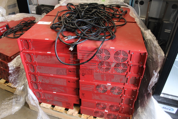 PALLET LOT of 28 Phybridge UniPhyer LB-UA2348 Red Metal 48 Port Ethernet Rack Units. 28 Times Your Bid!