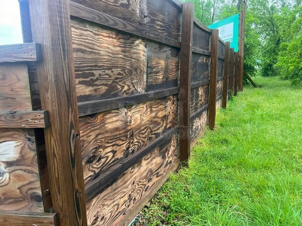 Grand Slam! Right Wall of Ball Field. Treated Lumber. Wall Constructed of Approx. 16- 8x10' on 2x4/2x6/4x4/6x6 Framework.
Sponsor Signs Not Included

BUYER REMOVAL 
**LABOR FOR REMOVAL ADDITIONAL FEE, CONTACT MISSOURI DIVISION FOR LABOR QUOTE OR ADDITIONAL QUESTIONS. - Image 3 of 3