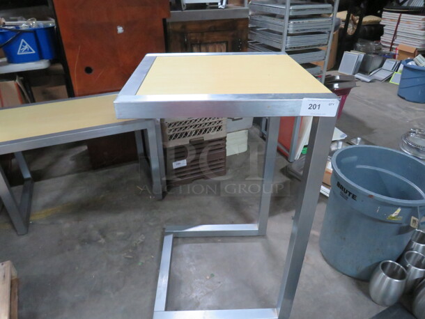 One Metal/Wood Table. 24X24X43