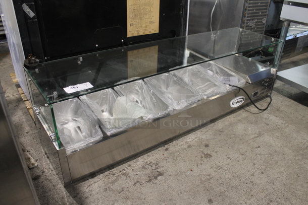 BRAND NEW SCRATCH AND DENT! KoolMore SCDC-6P-SG Stainless Steel Commercial Countertop Refrigerated Rail w/ 6 Drop In Bins and Glass Sneeze Guard. 115 Volts, 1 Phase. Tested and Working! - Image 2 of 6