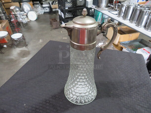 One BEAUTIFUL Vintage Silver Plated Diamond Cut Glass Decanter. $175.00 - Image 1 of 3