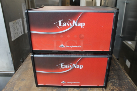 2 EasyNap Black Poly Countertop Napkin Dispensers. 2 Times Your Bid!