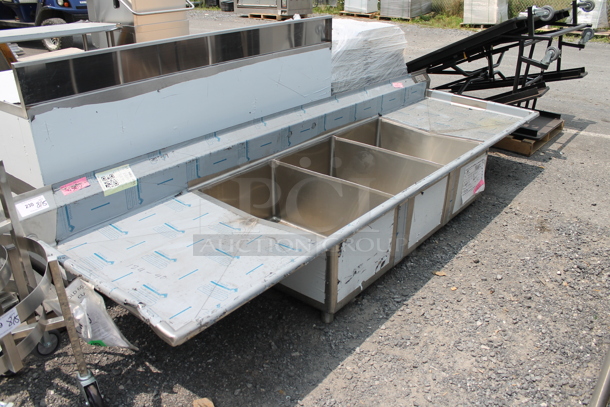 BRAND NEW SCRATCH AND DENT! Stainless Steel Commercial 3 Bay Sink w/ Dual Drain Boards. No Legs. - Image 1 of 3