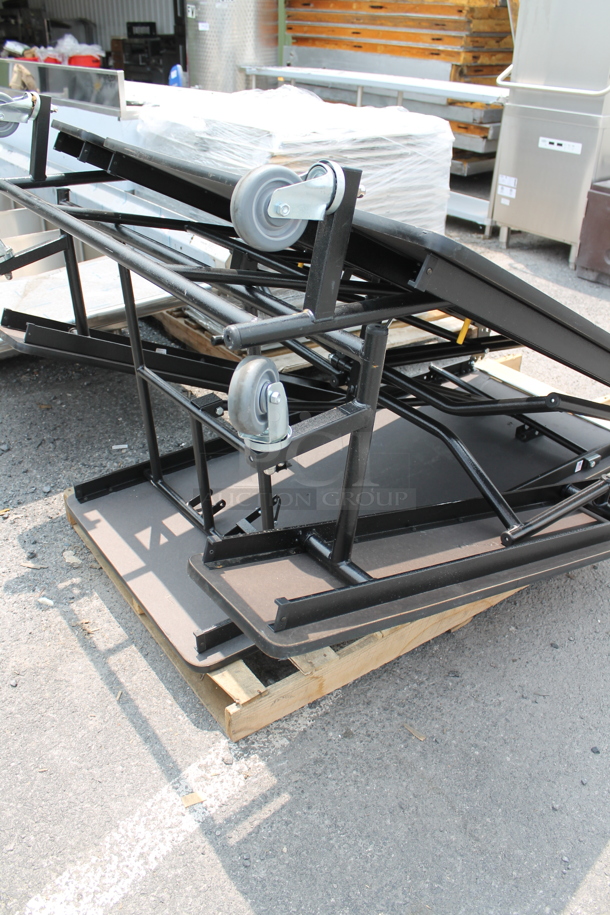 National Public Seating MTFB12-PBTMCR 12' Rectangular Fixed Bench Particleboard Cafeteria Table with T-Mold Edge and Chrome Frame - Image 3 of 3