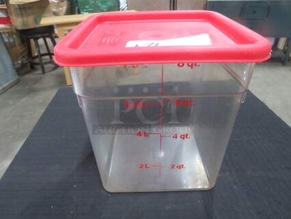 One 8 Quart Food Storage Container With Lid.