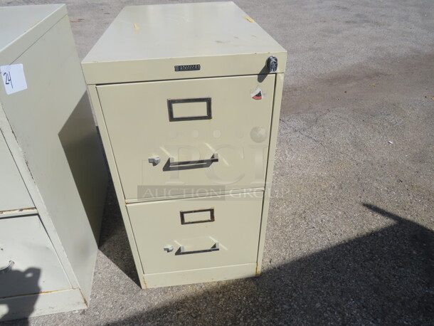 One Anderson Hickey 2 Drawer Metal File Cabinet. 15X25X28 - Image 1 of 1