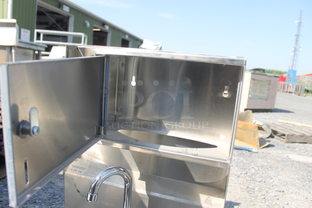 BRAND NEW! Advance Tabco Stainless Steel Commercial Single Bay Wall Mount Sink w/ Faucet and Cabinet. - Image 6 of 12