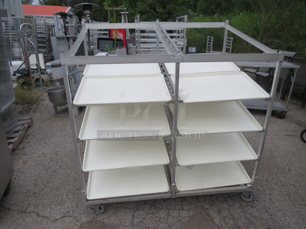 One Winholt Aluminum Double Rack With 10 18X26 Bakery Trays. 55.5X36X60 - Image 1 of 2