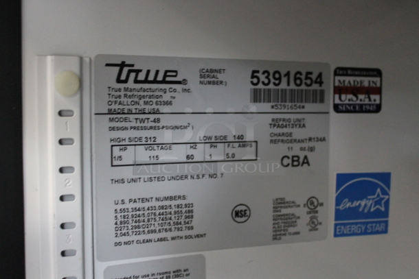 True TWT-48 ENERGY STAR Stainless Steel Commercial 2 Door Work Top Cooler on Commercial Casters. 115 Volts, 1 Phase. Tested and Powers On But Does Not Get Cold - Image 4 of 7