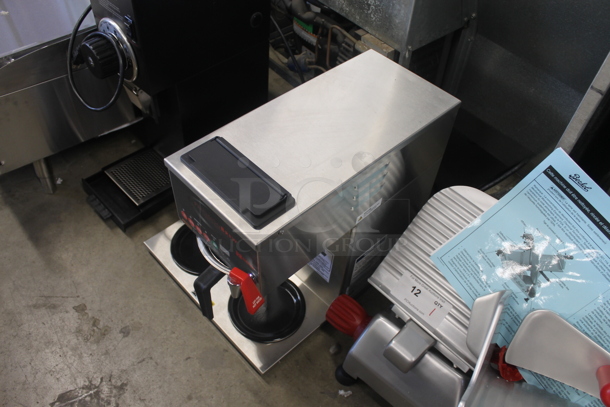 BRAND NEW SCRATCH AND DENT! 2020 Grindmaster-Cecilware B-3WL Commercial Stainless Steel Electric Countertop Precision Coffee Brewer With 3 Warmers. 120/208-240V, 1 Phase.   - Image 2 of 10