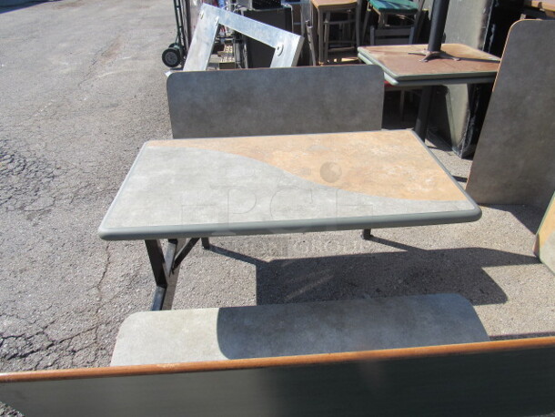 One Molded Booth/Table With Green/Brown Laminate Table And Green Single Seats. 46X62X36 - Image 2 of 4