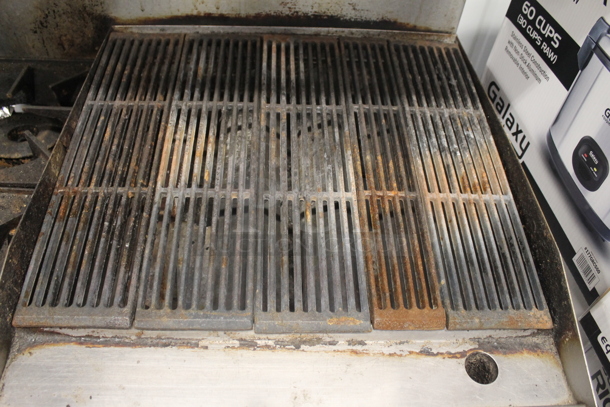 Therma-Tek TMD36-2-24RB-1N Commercial Stainless Steel Natural Gas Oven With 2 Burners And Charbroiler On Commercial Casters.  - Image 7 of 8