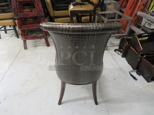 Wooden Chair In An Awesome Alligator Look Cushioned Seat And Back With Nail Head Trim. 2XBID - Image 4 of 4