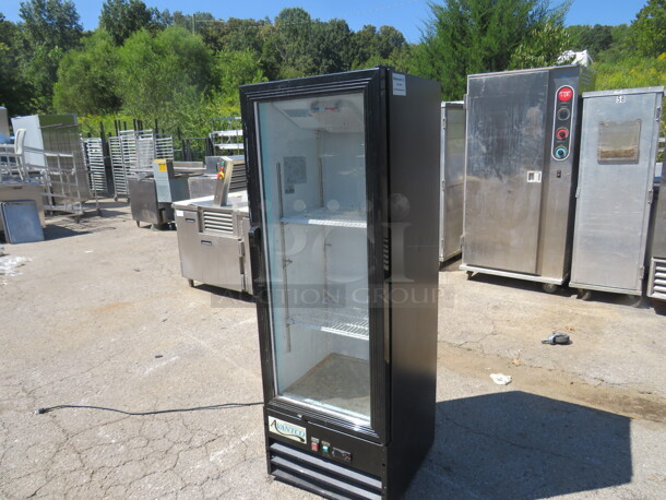 One WORKING Avantco 1 Door Glass Door Cooler With 2 Racks. Model# 178GDC 10HCB. 115 Volt. 21X22X63 - Image 2 of 4