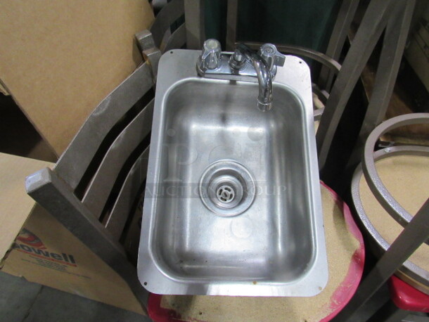 One Stainless Steel Drop In Hand Sink With Faucet. 12X18