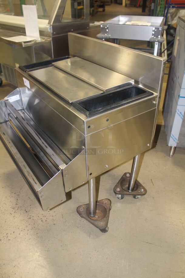 NEW!  Glastender Model SSR-36 Commercial Stainless Steel Cocktail Station Ice Bin With Double Speed Rails. 36x29x37.5  - Image 2 of 6