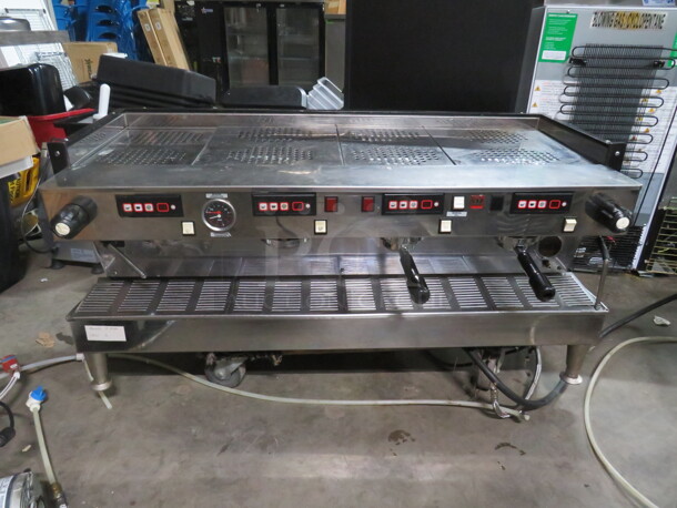 One WORKING LA Marzocco 4 Group Espresso Machine. Model# Linea 4 AV. 220 Volt. 1 Phase. 46.5X24X22. $26,740.00. - Image 1 of 3
