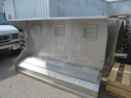 One Stainless Steel 8 Foot Hood System With Filters, Return Air, Ansul Tank. Model# SHC-C-W-94-625-ND-60. 95X24X59
