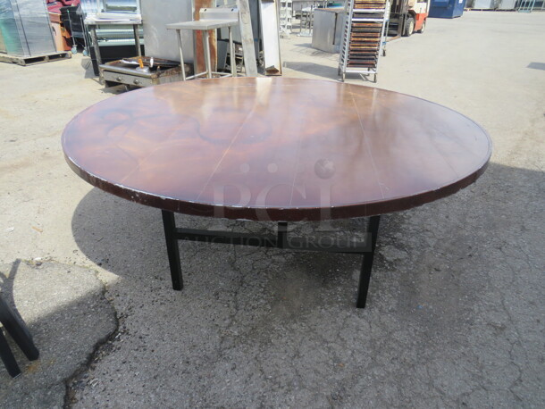 One Round Aluminum Folding Table By Southern Aluminum, With  Bronze Color Swirl  Finish. 72X72X30 - Image 1 of 2