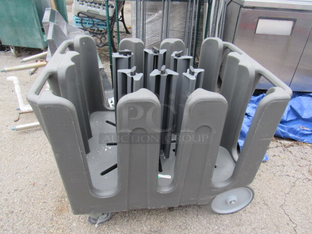 One Traex Plate Holder/Transport On Casters. 29X39X30
