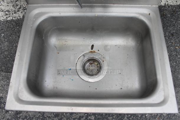 Advance Tabco Stainless Steel Commercial Single Bay Wall Mount Sink w/ Faucet and Handles. - Image 6 of 7