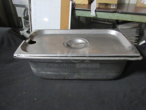 1/3 Size Long 4 Inch Deep  Hotel Pan With Lid. 3XBID. 