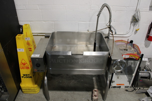 Groen Stainless Steel Commercial Floor Style Electric Powered Manual Tilt Braising Pan. 208 Volts, 3 Phase. 48x36x48