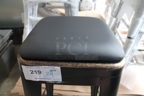 24 BRAND NEW SCRATCH AND DENT! Lancaster Table & Seating 164BMBKLSCPD Alloy Series Distressed Copper Outdoor Backless Barstool w/ 164CUSHAL BBK Indoor Barstool Black Vinyl Cushion. 24 Times Your Bid! - Image 6 of 9