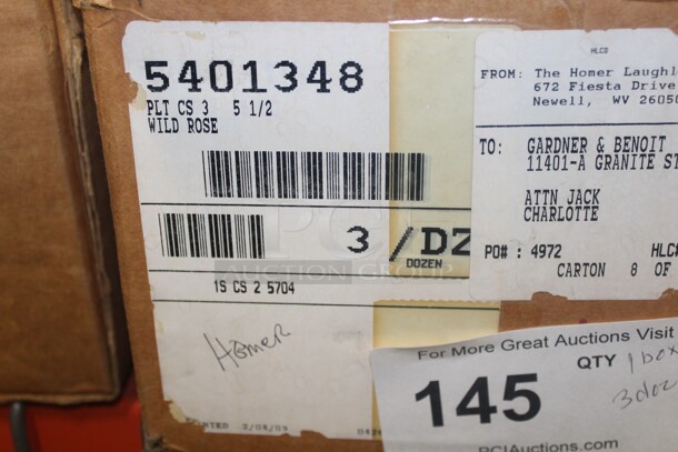 NEW IN BOX! 1 Box (36 Count) Homer Laughlin 5.5" Wild Rose Plates. 36X Your Bid!  - Image 2 of 2