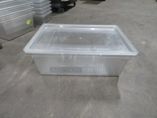 One 12.5 Gallon Food Storage Container With Lid.