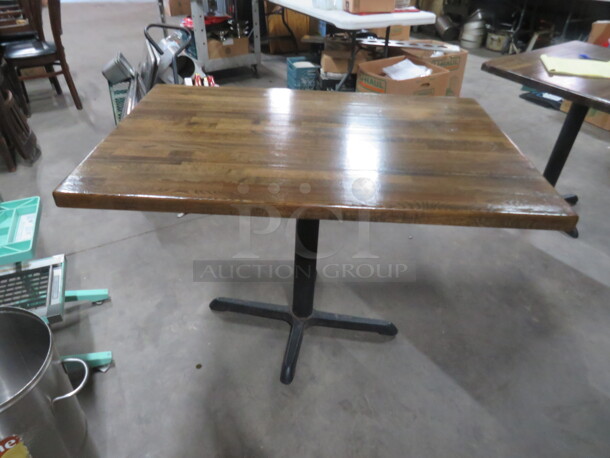 One Solid Wooden Table On Pedestal Base. 45X30X29