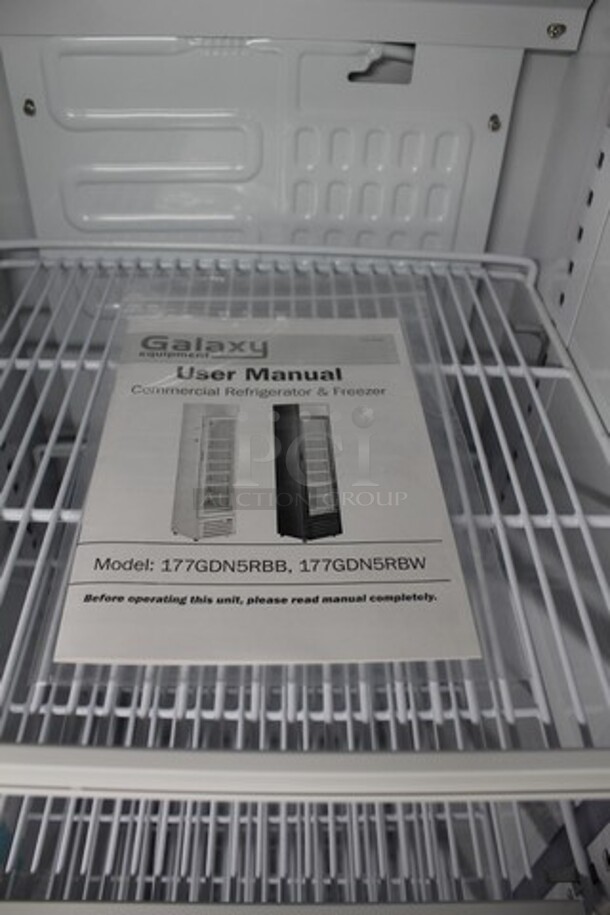 BRAND NEW SCRATCH AND DENT! Galaxy 177GDN5RBB Metal Commercial  16 1/2" White Swing Glass Door Merchandiser Refrigerator with Red, White, and Blue LED Lighting. 115 Volts, 1 Phase. Tested and Working! - Image 4 of 5