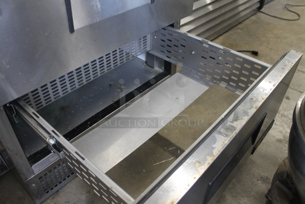 2013 True TFP-32-12M-D-2 Stainless Steel Commercial Sandwich Salad Prep Table Bain Marie Mega Top w/ 2 Drawers and Drop In Bins on Commercial Casters. 115 Volts, 1 Phase. Tested and Powers On But Does Not Get Cold - Image 6 of 7