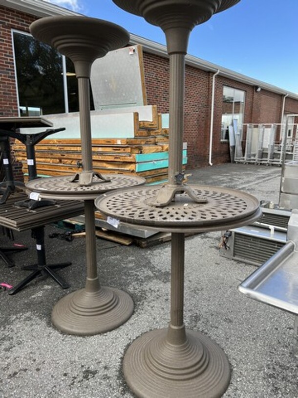 Brown Bar Height Round Outdoor Patio Table. Stock Picture - Cosmetic Condition May Vary. 36x36x43 - Image 5 of 5
