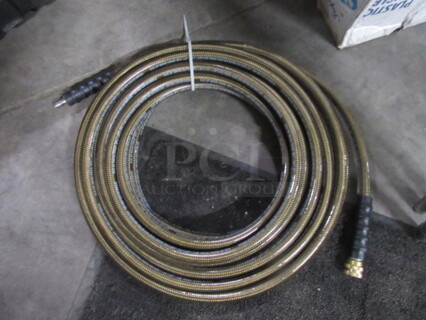 One NEW 3/8 Inch Steel Braided Pressure Washer Hose.