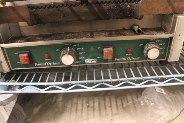 Waring WPG300 Stainless Steel Commercial Countertop Double Panini Press. 240 Volts, 1 Phase.  - Image 5 of 6