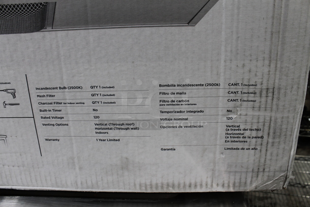 BRAND NEW IN BOX! Vissani 30BLC19PRT PRF0185848 Range Hood. 120 Volts, 1 Phase.  - Image 4 of 7